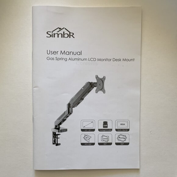 SIMBR Monitor Arm Desk Mount Stand for 15"- 27" LCD Screen 6kg/13lbs Max Weight - Picture 4 of 8